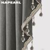 NAPEARL – tête de rideau à bordure en perles, couleur unie, à la mode et luxueuse, pour salon, cantonnière de fenêtre pour chambre à coucher, 1 pièce