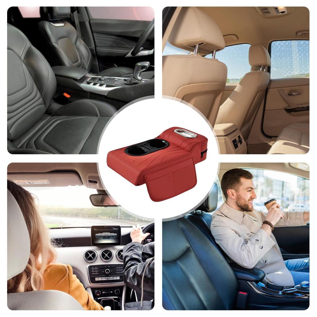Car Armrest Cushion Leather Arm Rest Pillow Booster Pads Armrest Cushion For Car Console For SUV RV Truck Sedan Vehicle Auto