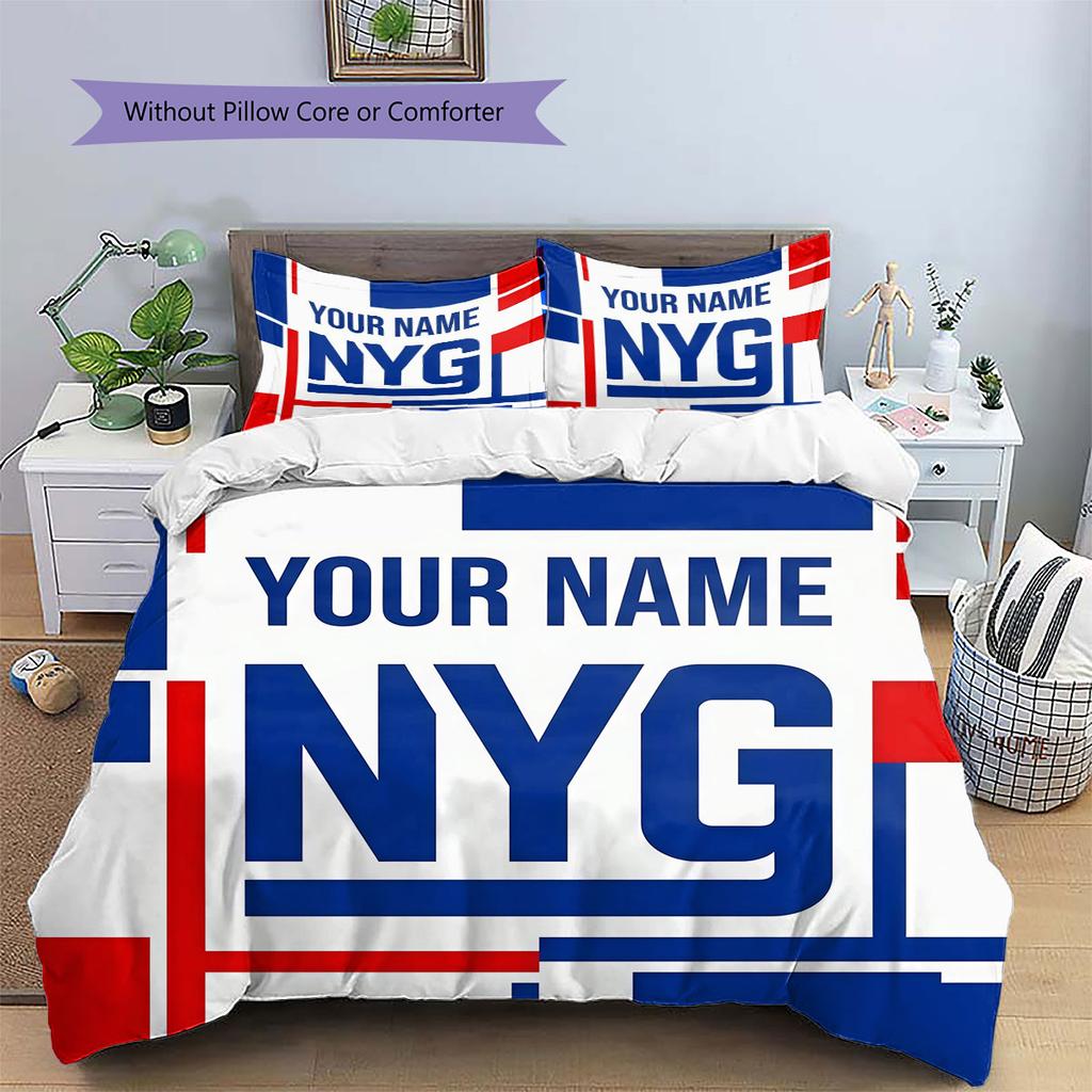 Custom Name,New York Giants Pattern Bedding Home Decoration Birthday Gift ( 1 duvet cover + 2 pillowcase, without core),fan merchandise.