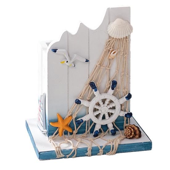 Maritimer Holz-Stifthalter Handgefertigt Mediterranes Thema Make-up-Pinsel-Organizer Ozeanstrand Stiftebehälter für Zuhause Büro