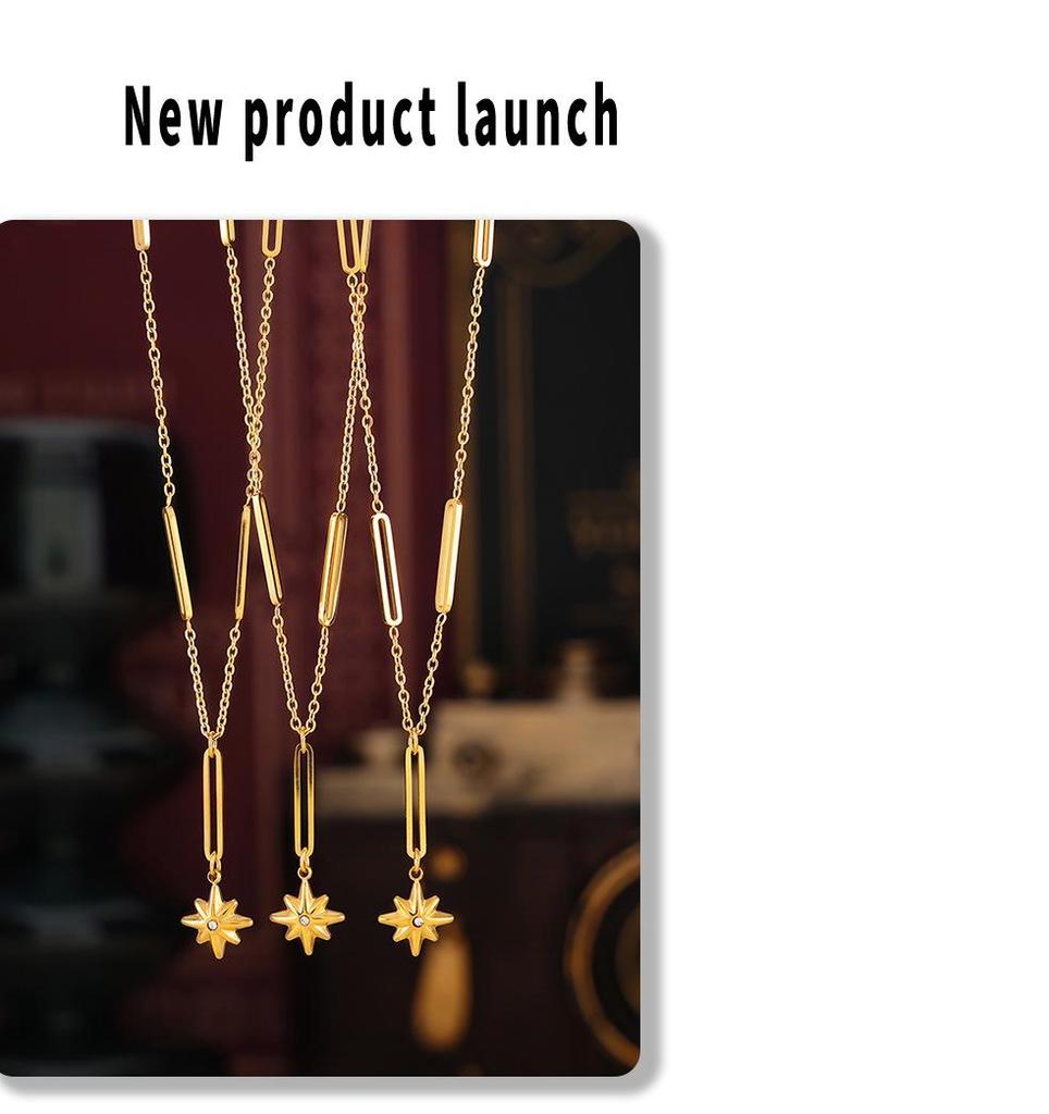 Exquisite Six-Pointed Star Tassel Necklace – Versatile Titanium Steel, Fade-Resistant