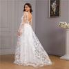 European and American Foreign Trade New Women's Clothing Autumn and Winter New Amazon Long-sleeved V-neck Pendulum Trailing Lace Dress Wedding Dress