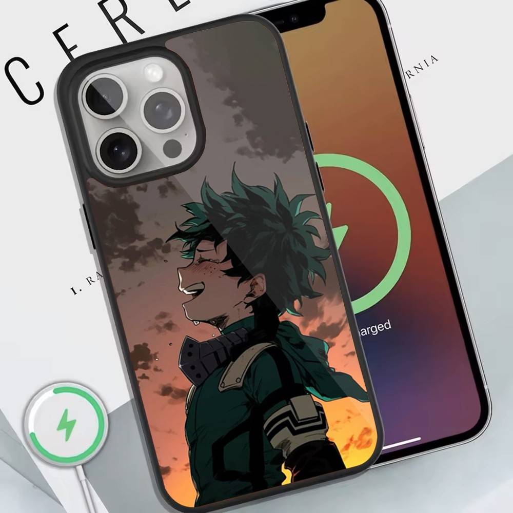Custodia per Telefono My H-Hero Academia D-Deku Per Ricarica Wireless Magnetica Cover Per iphone 16 15 14 13 12 11 Pro Max Plus Coque