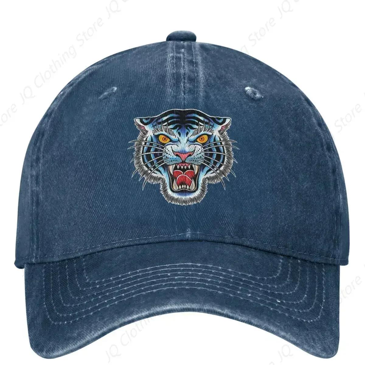 

r Head Denim Baseball Cap Tiger Print Outdoor Gym Trucker Hat Spring Unisex Unisex Fashion Sunscreen Baseball Caps Adjustable