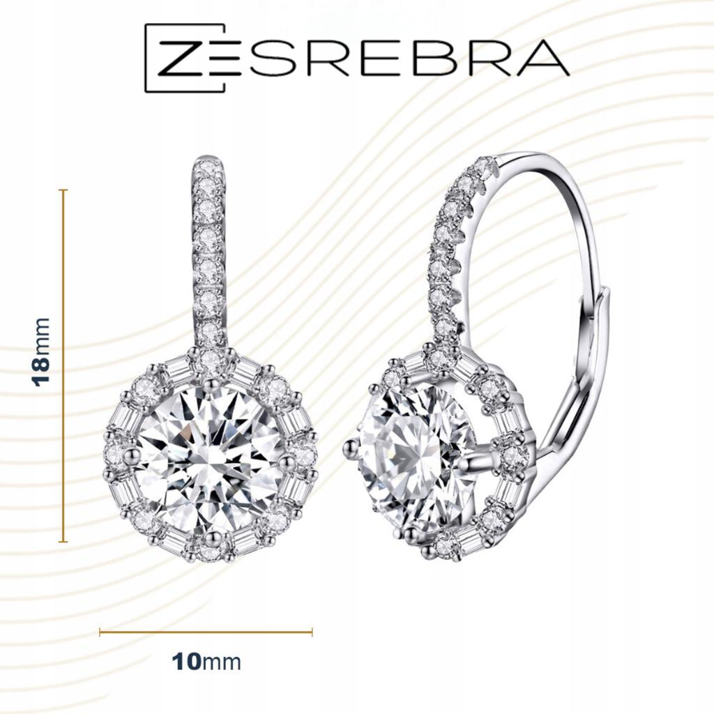 S925 Earrings, Hanging, Large Cubic Zirconia, Elegant English Crystals