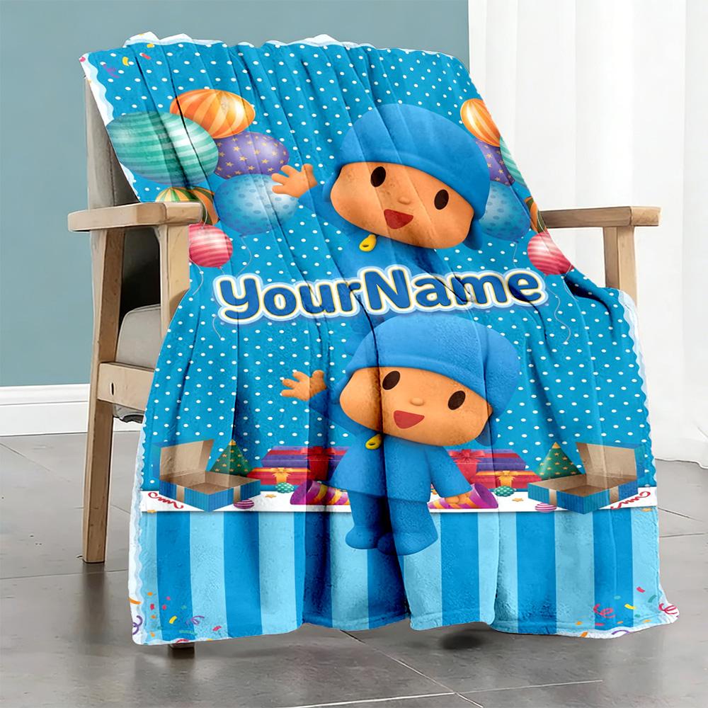 Pocoyo Personalized Name Blanket Multi-purpose Personalized Blanket Ultra-Soft for Chair Home Decor Bed Sofa Ideal for All Seasons
