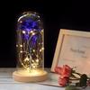 The  Gold-plated Red Rose with LED Light In Glass Dome for Wedding Party Mother's Day Gift