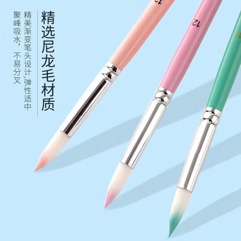 6 Pcs Nylon Hair Watercolor Acrylic Painting Brush Set Gouache Digital Oil Paint Brush Art Drawing Tracing Pen Art Supplies