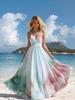 European and American Women's Clothing Is Hot, Sexy Babes Fashion Print Halter Pleated Long Dress, Vacation Dress
