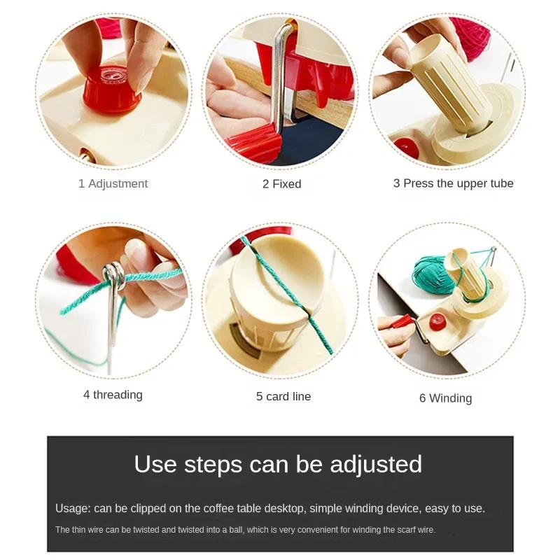 Manual Portátil Lã de Fibra para DIY Costura Fazendo Bola de Fio Operado à Mão Enrolador de Fio Meada de Linha Cabo Máquina Enroladora