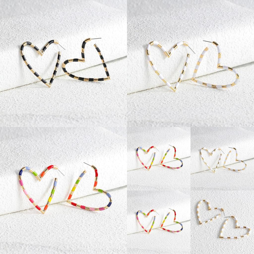 Elegant Plated Alloy Heart Earrings Minimalist Jewelry For Women