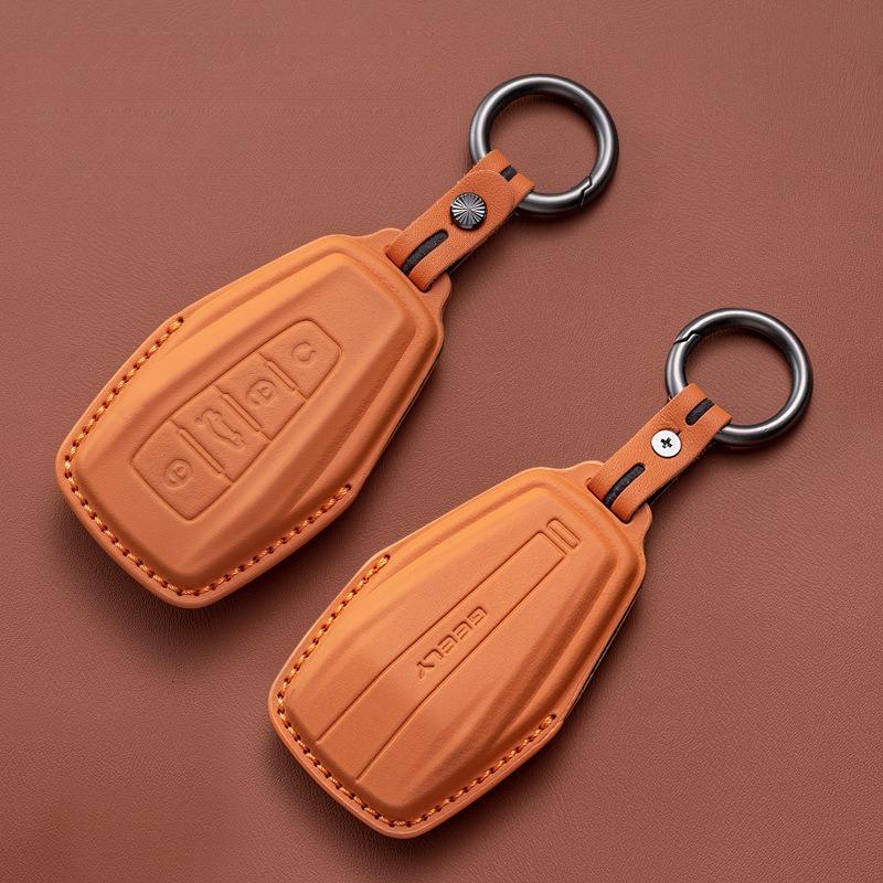 For Geely Emgrand Monjaro Xingyue L Boyue Binyue Binrui Vision X6X Leather Car Key Case Fob Cover Auto Key Protector Accessories