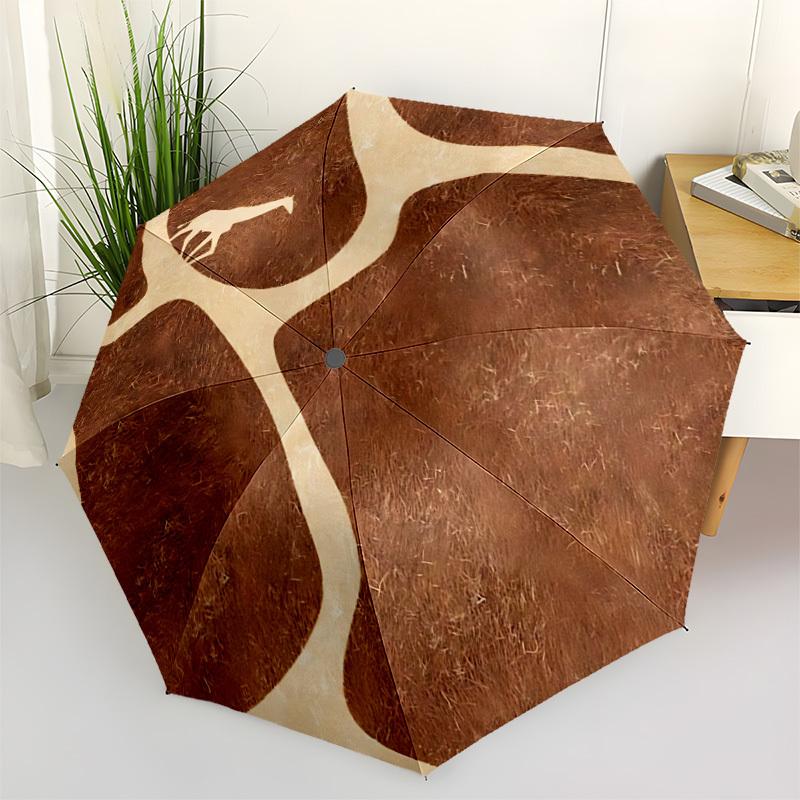 1pc Giraffe Savannah Automatic Open/Close Umbrella Compact Folding Umbrella, All-Season Portable Umbrella for Women/Men F1124167