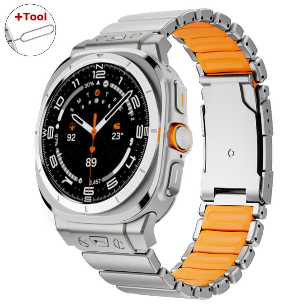 Titanium Rubber Strap for Samsung Galaxy Watch Ultra 2025 Wristband Luxury Metal Band for Galaxy Ultra Watch 47mm 2024 Replaced
