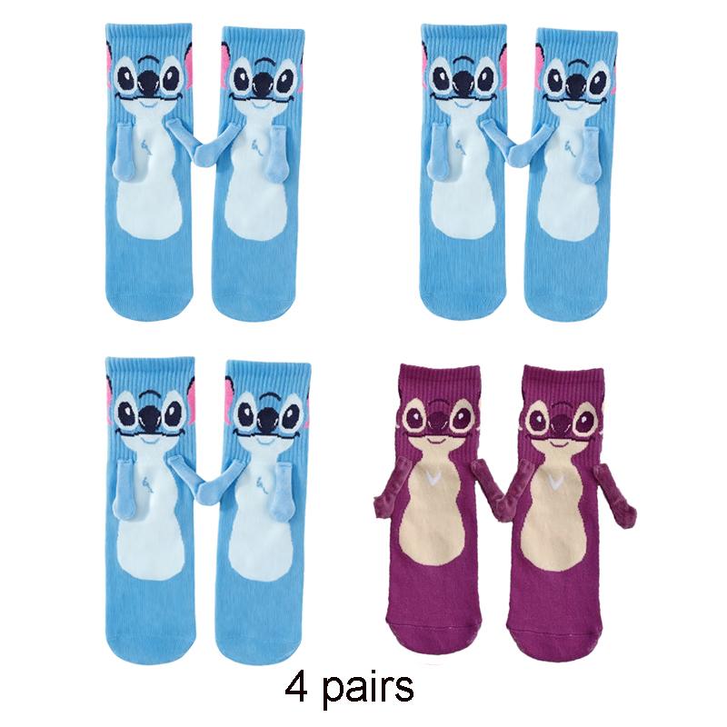 Stitch Magnet Hand In Hand Sock Cartoon Fun Fashion Soft Comfortable Creative Adults Children Christmas Stocking Toy Gift