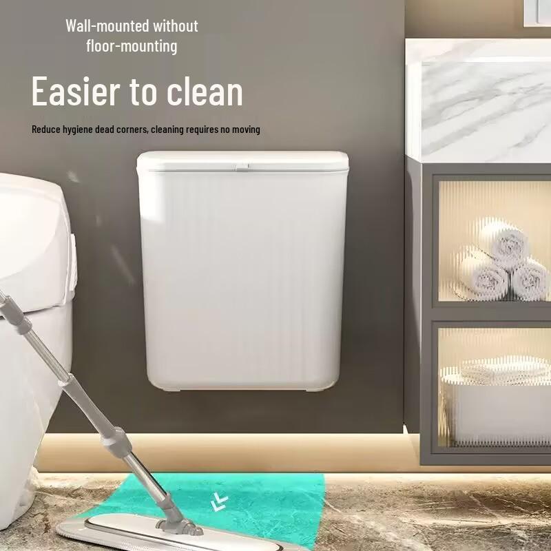 Wall-Mounted Bathroom and Kitchen Trash Can with Lid