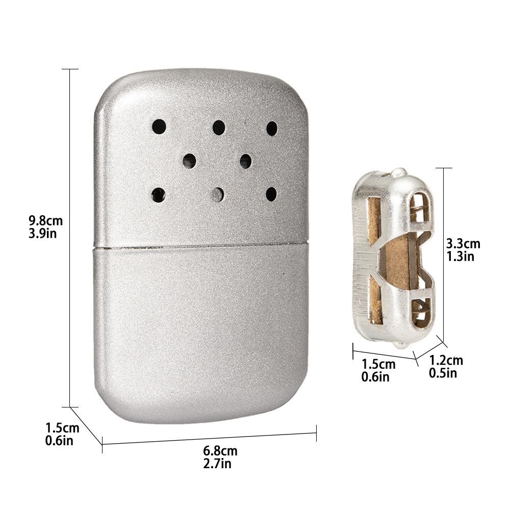 Outdoor Tragbarer Metall-Handwärmer Mit Beutel Zum Angeln Camping Wandern Warmer Winter Mini Taschen-Benzinhandwärmer
