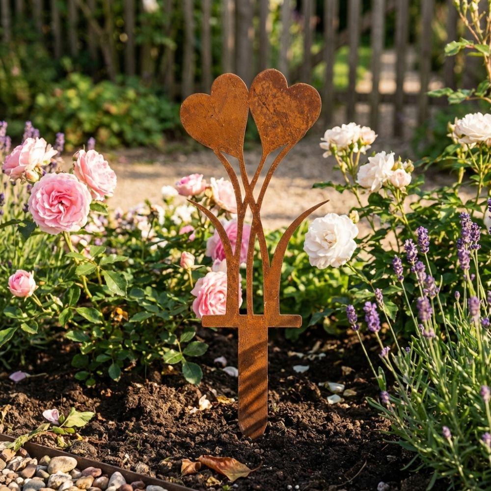 Wetterfester Eisenherz Gartenstecker 2D Wegakzentstecker Valentinstag
