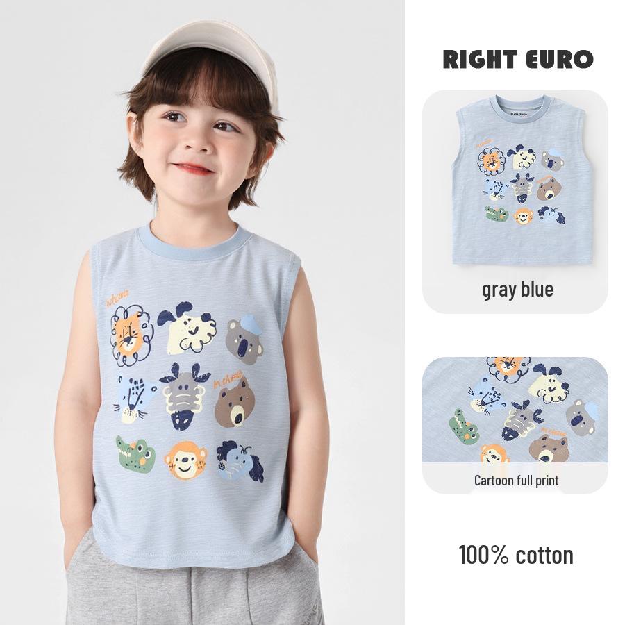 

Европейская футболка для мальчика из чистого хлопка с коротким рукавом - Лето 2025, Легкий детский топ