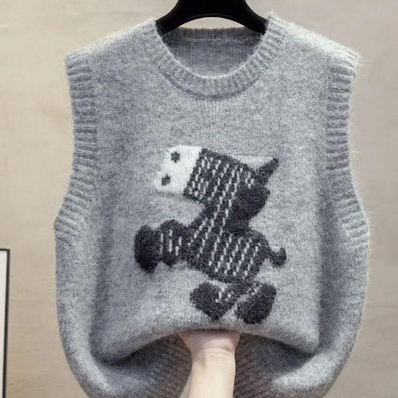 Vest for Women Cotton Winter Knitted Sweater Sleeveless Tops Vest Soft Thickened Casual Vest