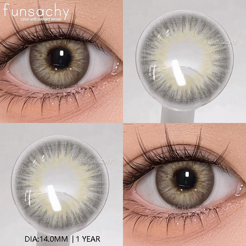 FUNSACHY 2pcs Blue Contact Lenses for Eye Natural Beauty Colorful Lense Beauty Cosmetics Pupils Yearly Use
