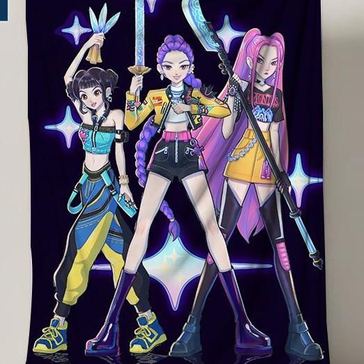 Cartoon K Pop Demon Hunters Flannel Blanket Cover Warmth Winter Blanket Multifunctional Decorative Universal Blankets