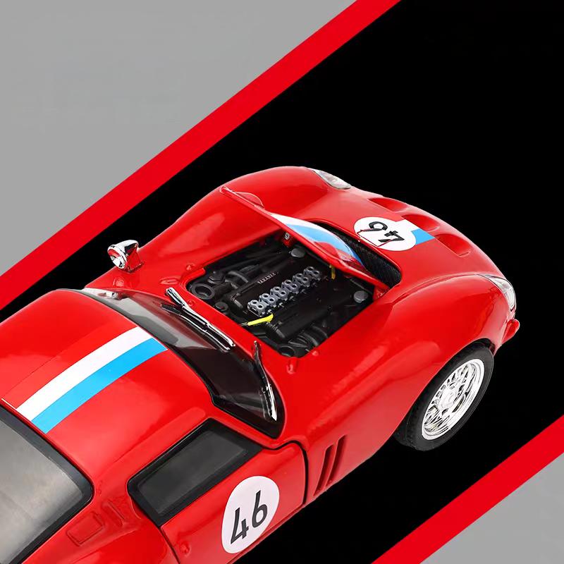 Ferrari 250 GTO 1962 Classic Supercar Simulation Diecast & Toy Vehicles Sounds & Light Pull Back Car 1:32 Alloy Model Birthday Gifts