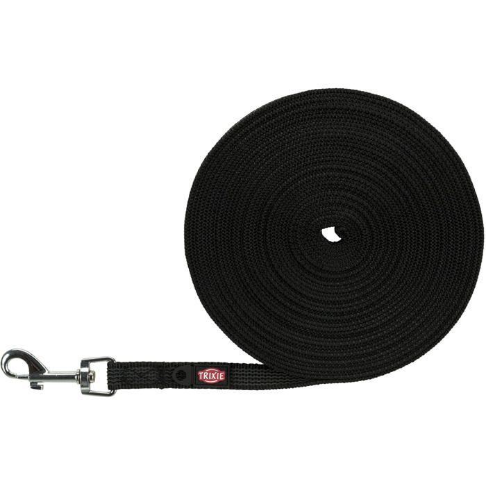Laisse De Suivi Pour Chien - Trixie - 10 M - Caoutchoutée - Boucle Pratique - Noir