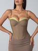 European & American INS-Style Patchwork Color Block Fishbone Chest Shaping Sexy Vest for Women