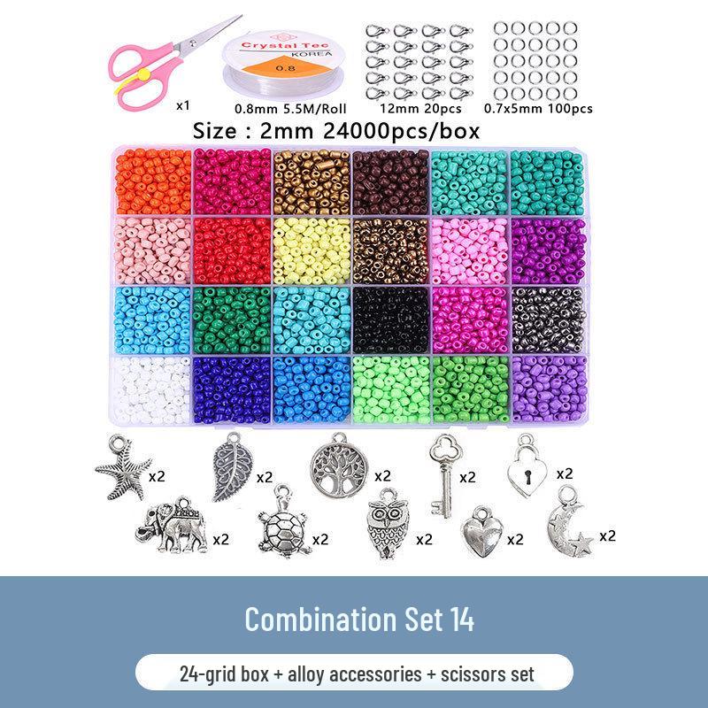 

Набор для изготовления ожерелья и браслета из стекляруса 24 цветов с застежкой-лобстером