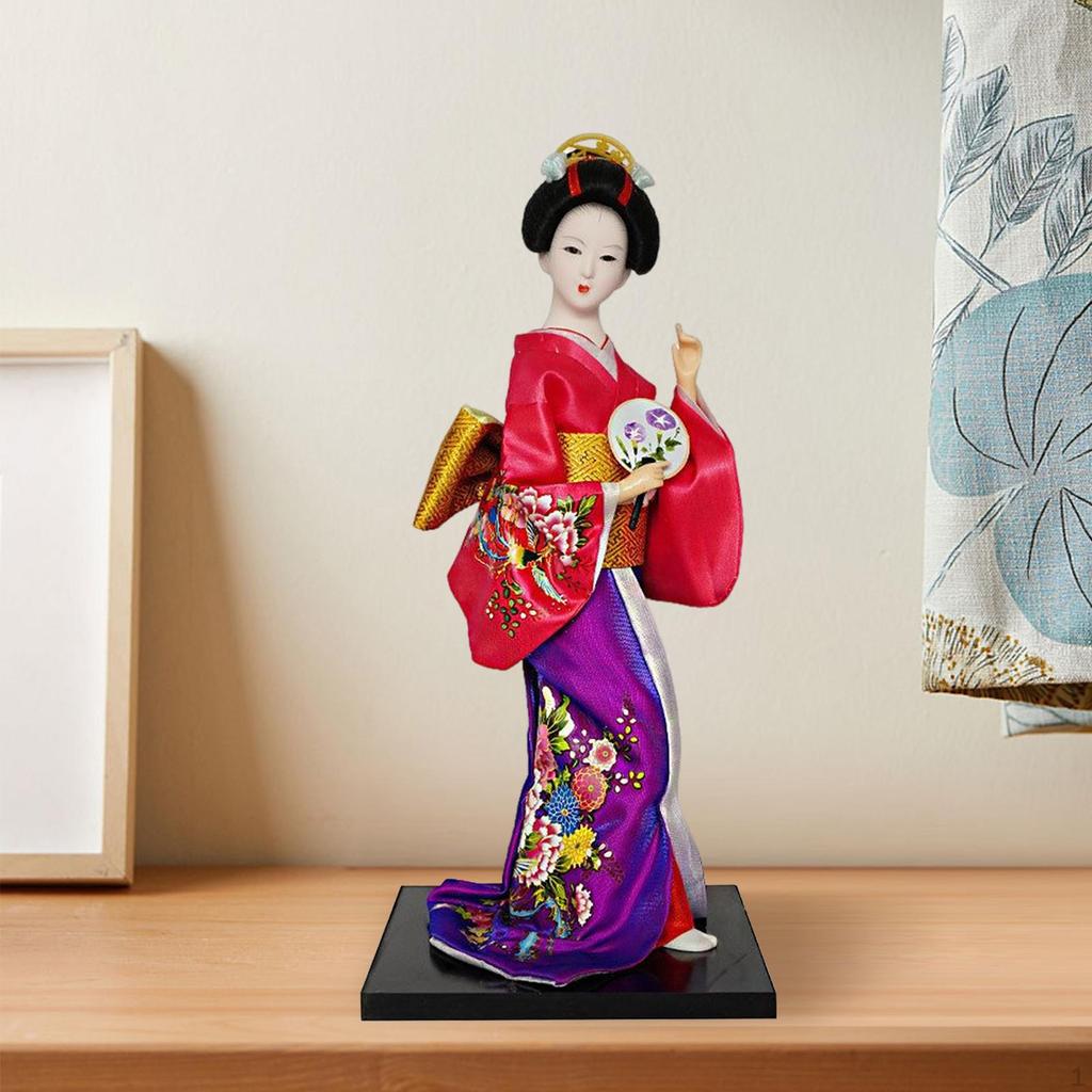 12" Japanese Geisha Doll Miniature Figurines Girl Statue Handcrafted Resin Collectible Figurine for