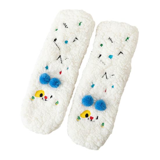 1 Paio Calzini da Pavimento in Peluche Spessi Caldi per Interni con Suola Antiscivolo