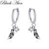 Black Stone Jewelry Drop Earrings for Women Hoop Ear