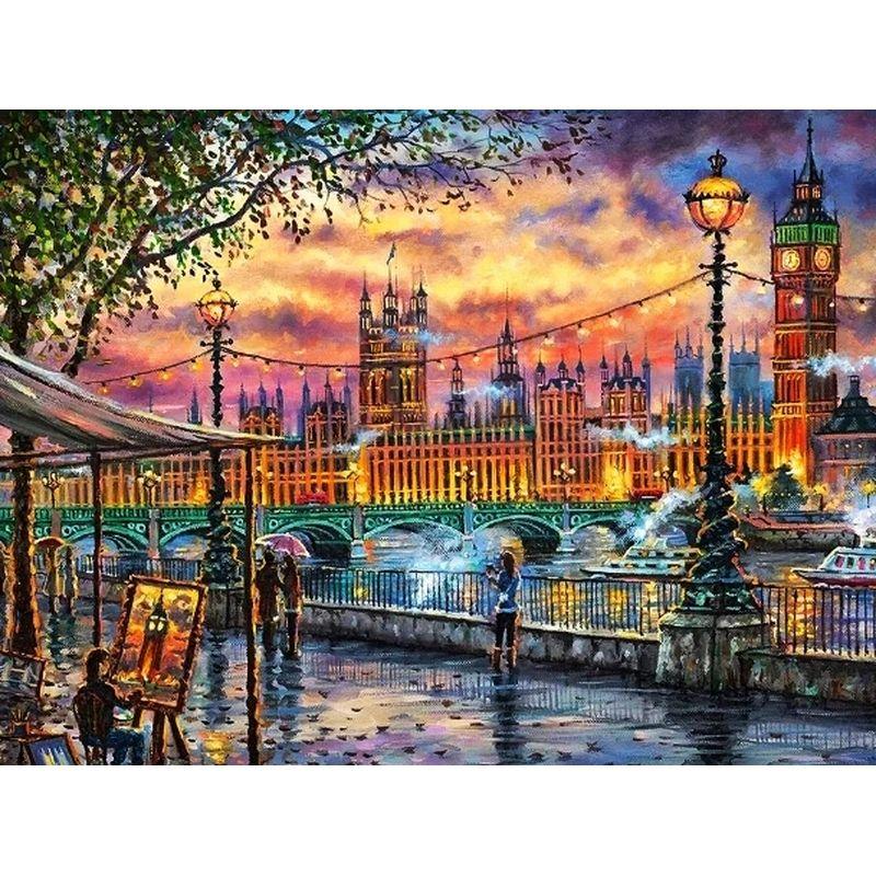 Diamond Embroidery City Scenic Diamond Painting Mosaic Full Square Round Landscape Drill  Rhinestone Picture Art