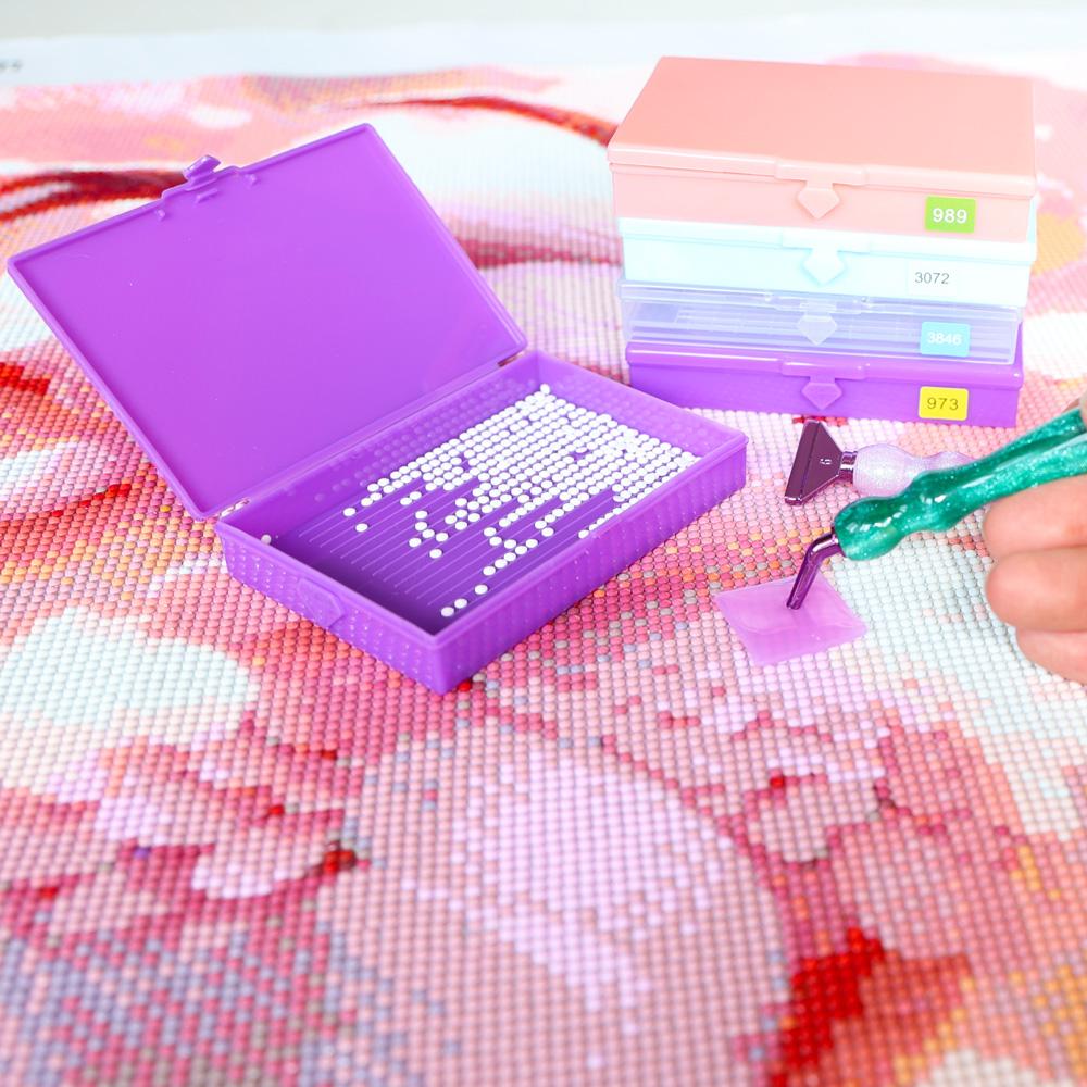 New Macaroon Colour DIY Multifunctional Diamond Painting Tray, Flip-Top Diamond Storage Tray Box, Easy To Place The Diamonds