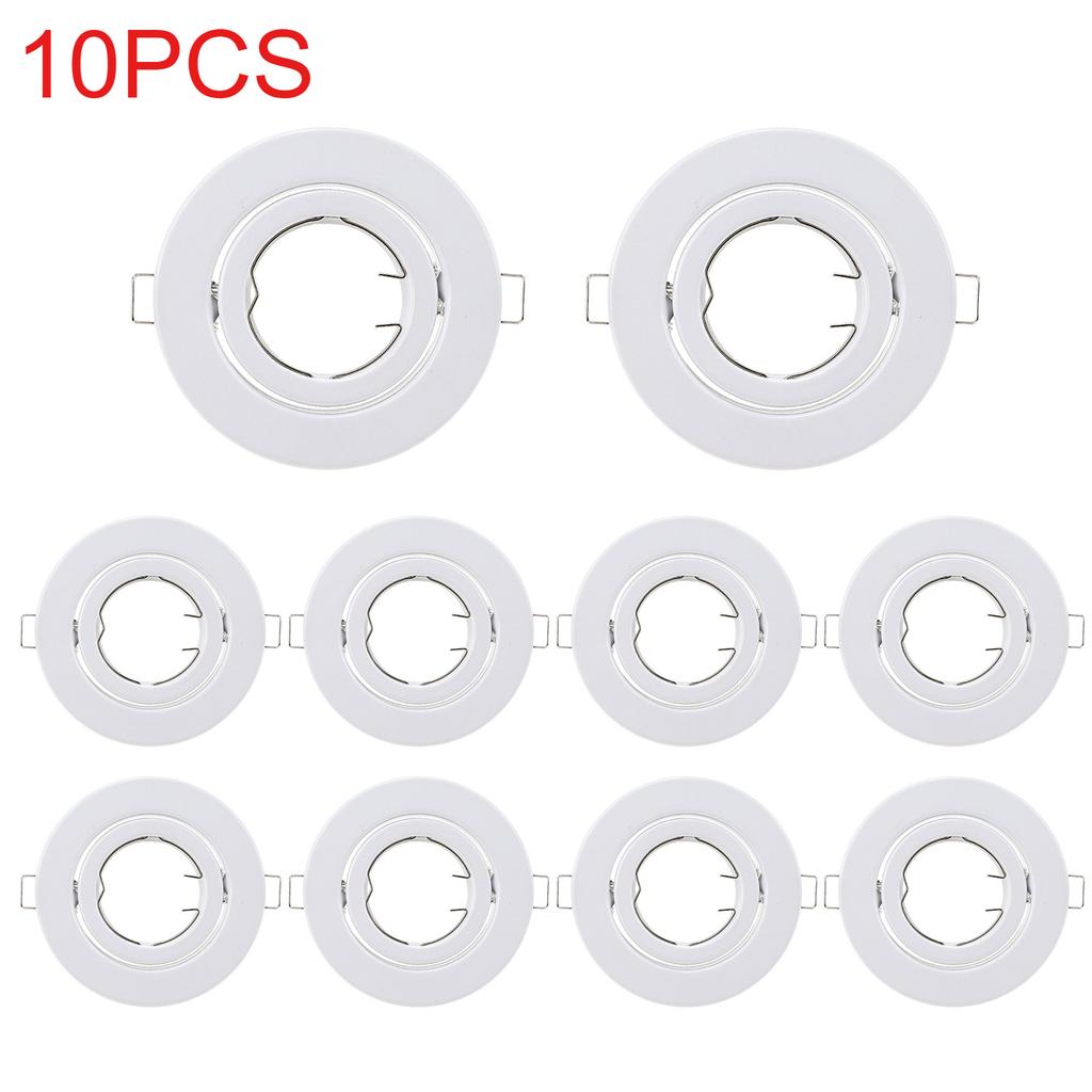 1/10PCS GU10 Downlights for Ceiling Round White Lamp Frame Recessed Spotlights Fitting MR16 Light Mounting Frame Trim Ring
