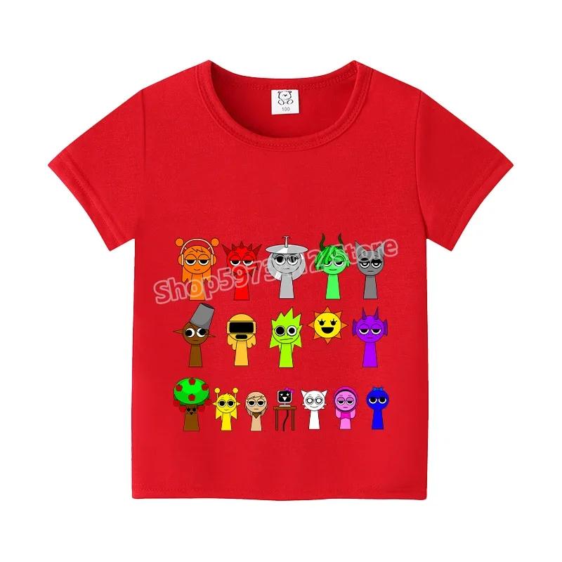 

2025 Новые детские футболки Sprunki Baby для детей, милые мультяшные персонажи, спортивные топы с короткими рукавами из хлопка, модная детская одежда 130