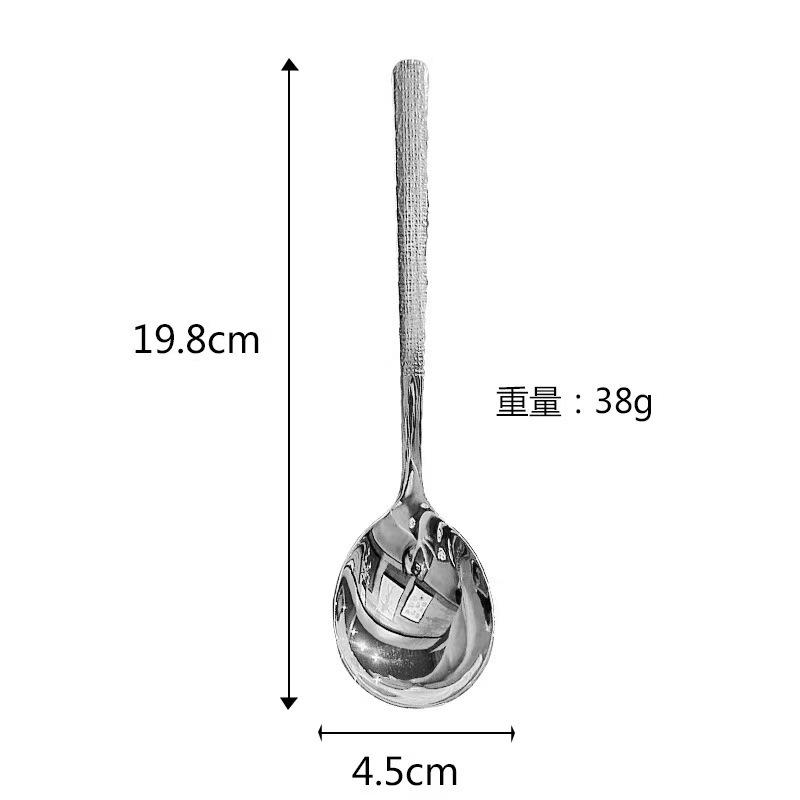 Stainless steel spoon Hammer spoon Western restaurant long handle spoon Dessert spoon Eating spoon with round head Tablespoon