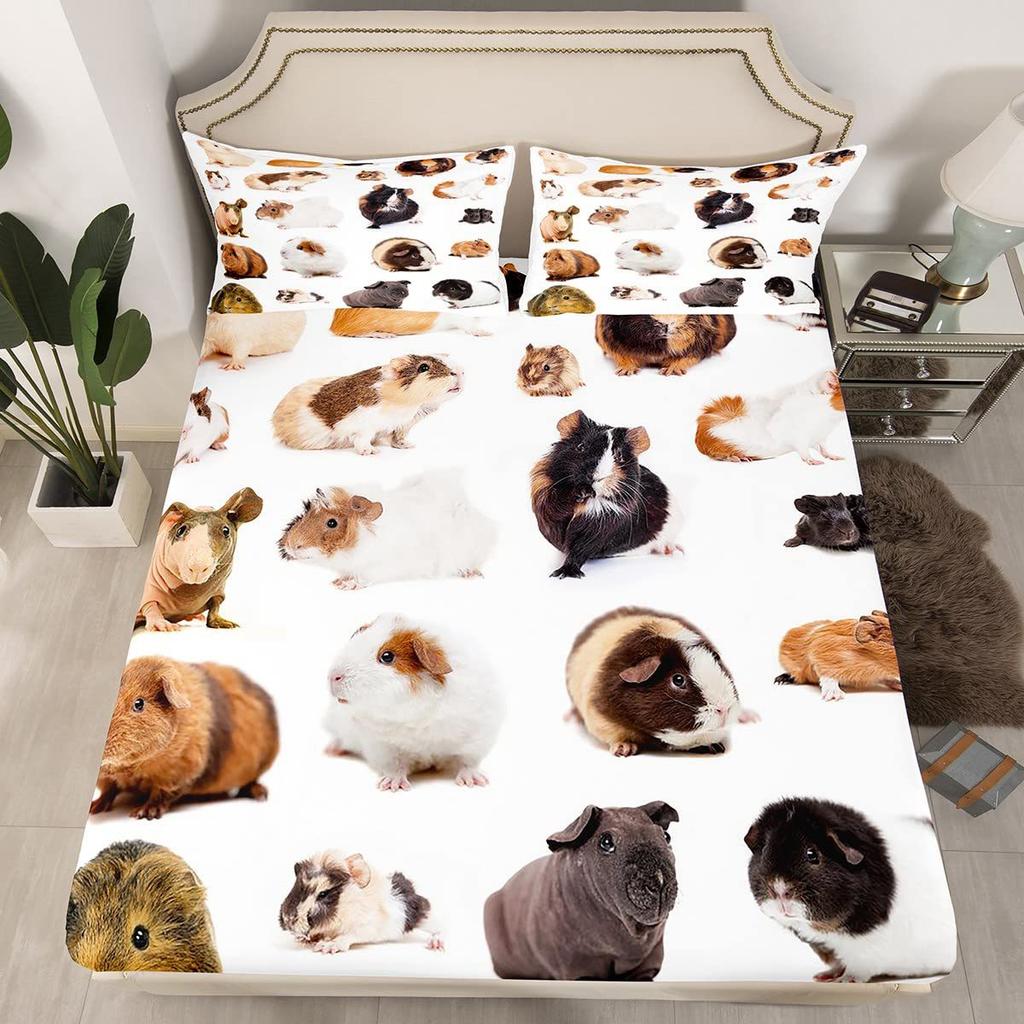 Pink Cow Pattern Bed Hat Three-Piece Digital Printing Bedding Bed Hat Three-Piece Set Children And Adults
