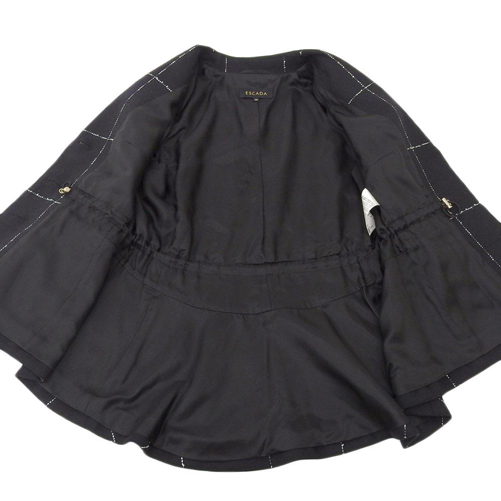 Escada 5014339 Wool Windowpane Jacket 38 blackUsed