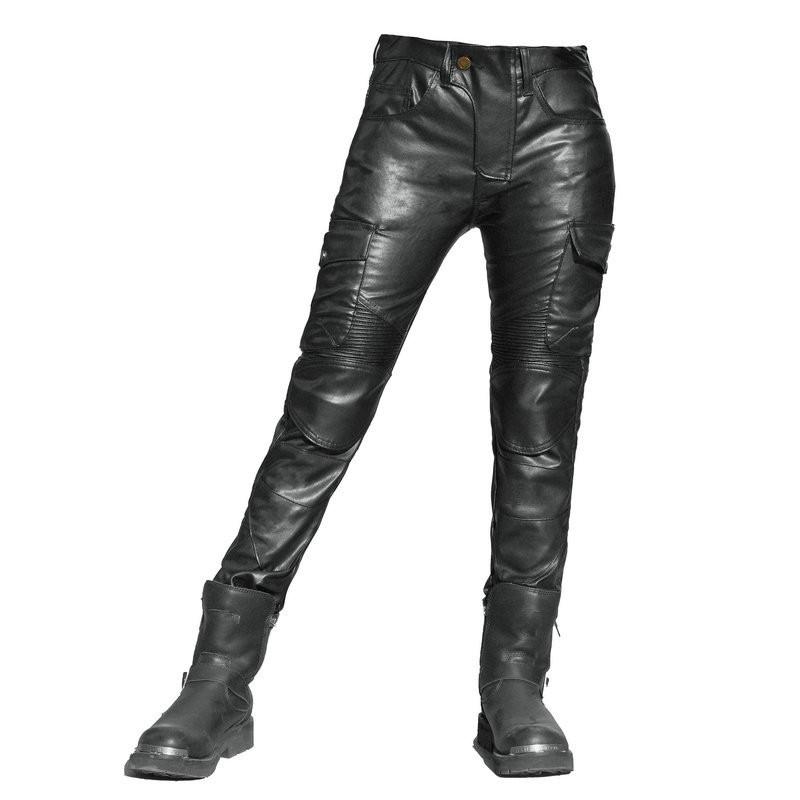 Motorcycle Riding Pants Women PU Leather Protective Gear Windproof Waterproof Crash Resistant Biker Trousers