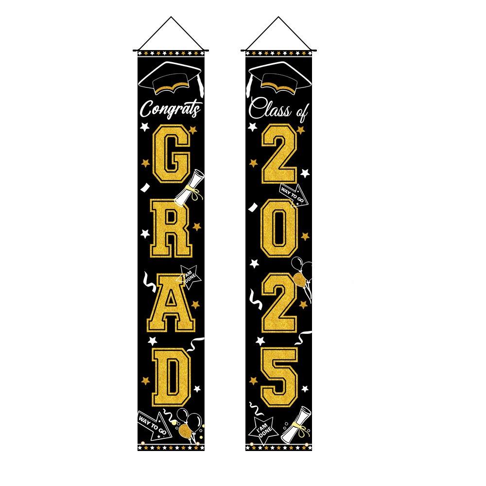 Classe del 2025 Banner da Porch per la Laurea Congratulazioni Laureato Bandiera da Appendere al Portico Oggetti di Scena per la Fotografia