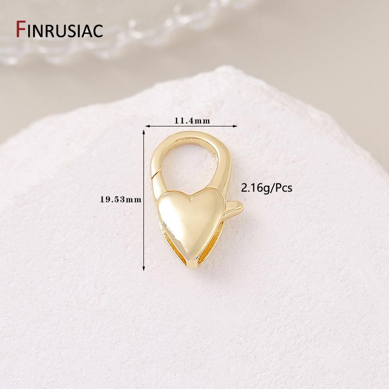 14K Gold Plated Brass Heart Shape Spring Clasp Connector Clasp For DIY Bracelet Necklace Handmade Jewelry Making Findings
