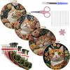 1 Set Cat Embroidery Kit Embroidery Frame with Patterns Fabric Material Package Scissors Seam Remover DIY Craft Kits Decoration