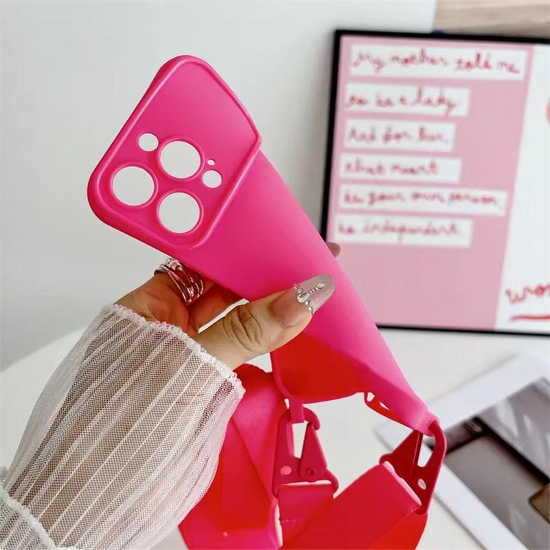 Shockproof TPU Crossbody Lanyard Silicone Phone Case For iPhone17 16 15 14 13 Pro Max 12 11 Cord Rope Necklace Strap Soft Cover