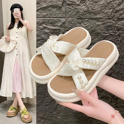 Cool Slippers Women's Summer Wear Fashion 2025 New Beautiful with Skirt Platform Beach Sandals Pregnant Women One-word
