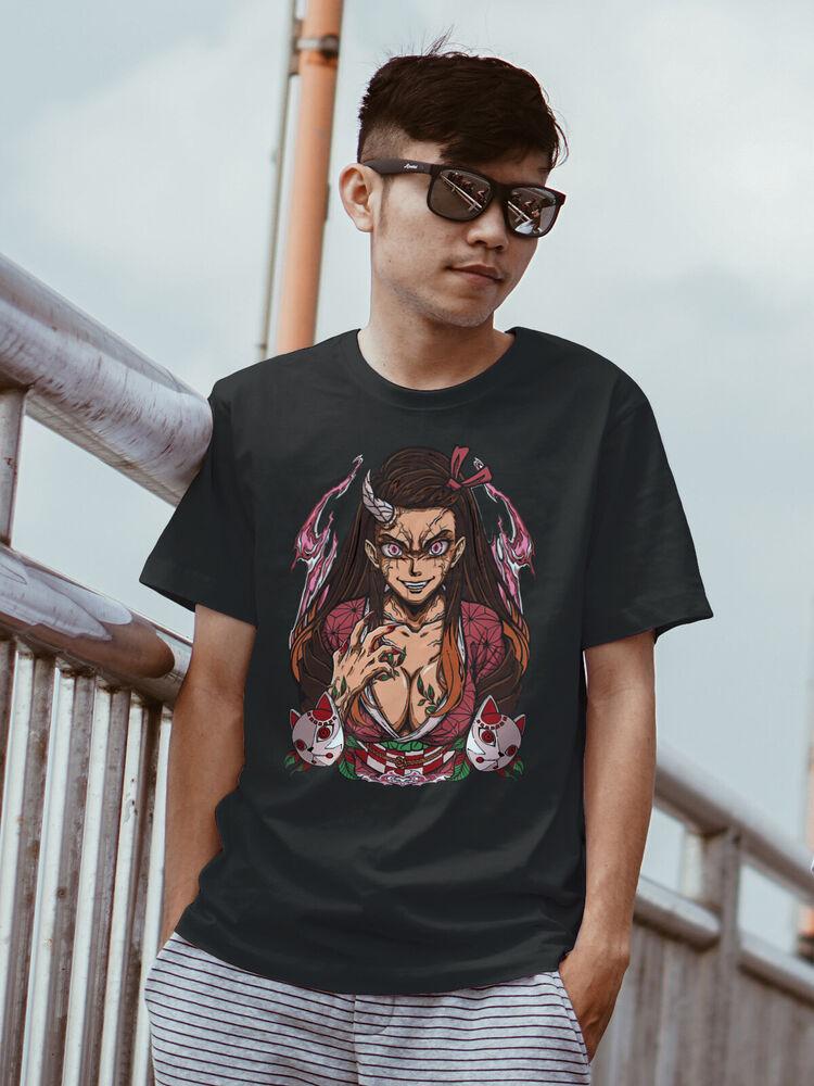 Nezuko Kamado T-shirt Demon Slayer Best Anime Black Shirt Kimetsu No Yaiba 002