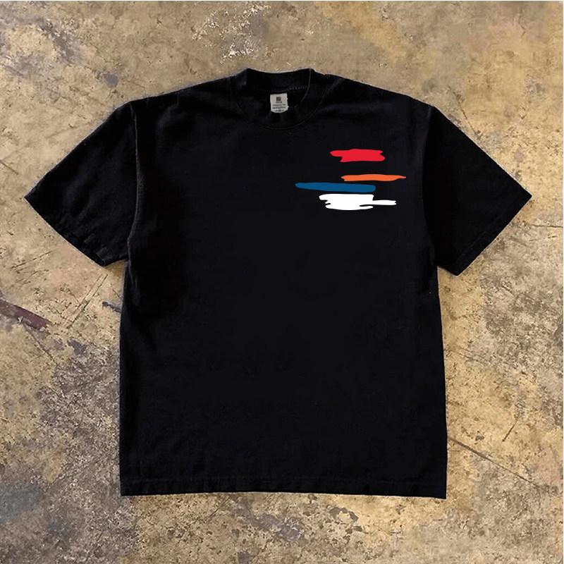 Loose Fit Cotton Tshirt Short Sleeve Retro Style Unisex Comfortable Breathable Pure Cotton 3a260gwei Lightweight Summer Top
