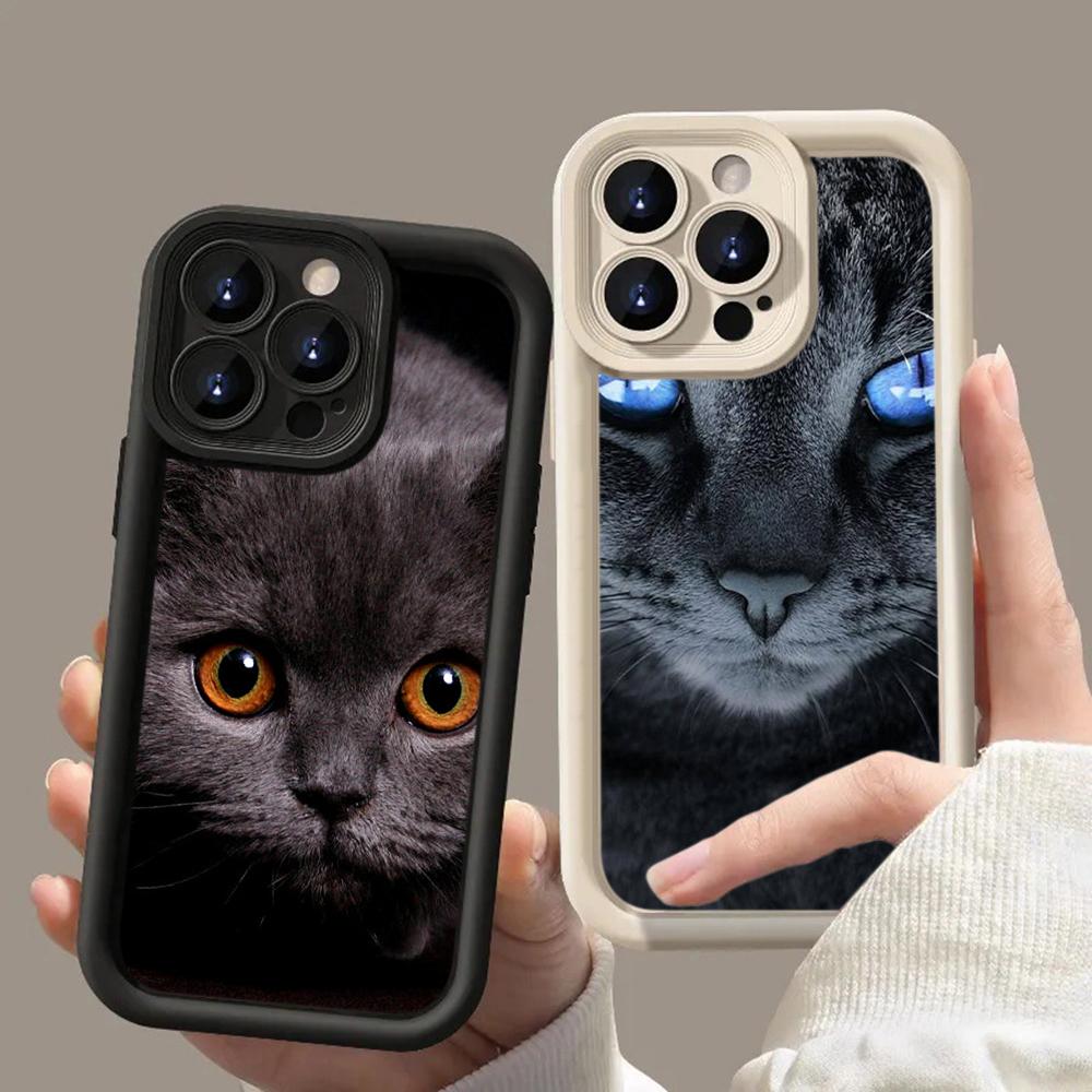 LZ3 Black Cat Green Eyes Silicone Phone Case for Xiaomi 11 Lite 5G 14T Redmi 14C 13C A3 Note 12 11 9 10 13 Pro Plus Shockproof Back Cover