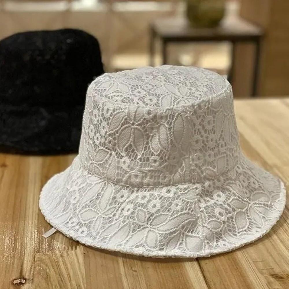 Trend Simple Lace Bucket Hat Elegant Lightweight Sun Hats Breathable Fisherman Cap Outdoor